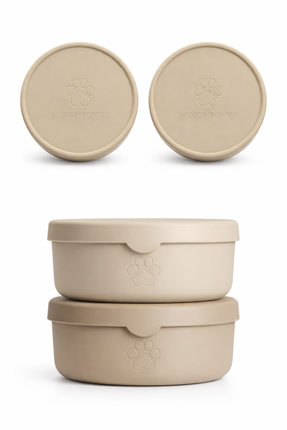 Silicone Dog Feeding Bowls with Lid (2-Piece Set)