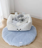 Beary Blue Floral Cushion Bed
